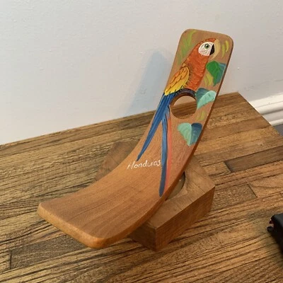 Vintage Handmade Wooden 3D Honduras Single Wine Bottle Gravity Holder Display — 第 1/4 张图片