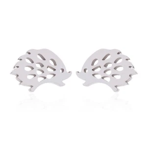 Stainless Steel Hedgehog Stud Earrings - Picture 1 of 2