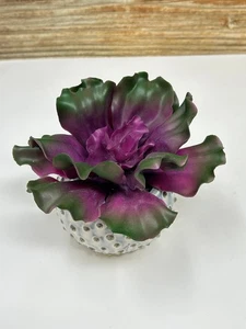 5" Artificial Soft PURPLE & Dark Green Soft Curly Echeveria SUCCULENT, 3" Cerami - Picture 1 of 6