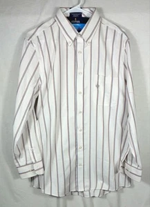 Stafford Coolmax Men's Oxford Slim Fit Long Sleeve Striped Shirt 16-16.5 32-33 - Foto 1 di 6