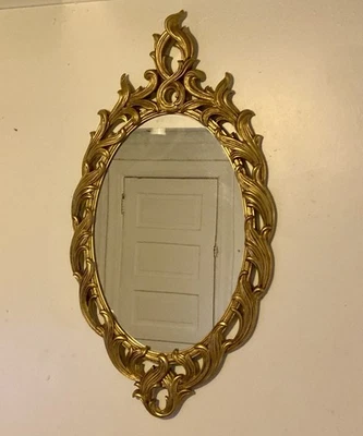 Vintage Turner Wall Mirror - Style P160 - Ornate Gold Hollywood Regency - 32x17” - Image 1 of 4