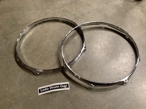 14" Snare Drum Hoops 8-hole Resonant Batter Chrome Hoops CLEAN #HG7 - Picture 1 of 14