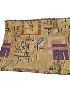 Upholstery Fabric Art Deco Tribal Brown Maroon Blue 38x54" *Read * - Picture 1 of 4