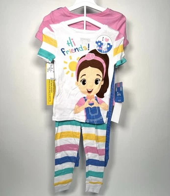 Conjunto de pijama Sra. Rachel de manga corta de algodón de 4 piezas para niñas pequeñas - rosa 18M Foto 1 de 2