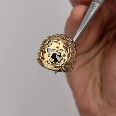 Vintage Solid 14k Yellow Gold Ladies Domed Cut Out Ring Size 4.5 — 第 1/4 张图片