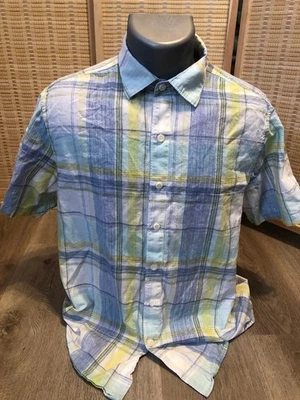 Рубашка на пуговицах Tommy Bahama хлопок синие желтые полоски украинская Швеция средняя - Изображение 1 из 4