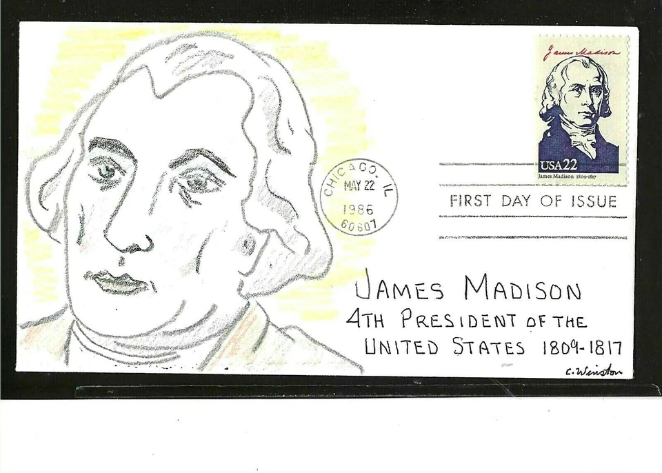 2216d 22c Stamp (1986) PRESIDENT JAMES MADISON FDC HD/HP FROM C. WINSTON - Image 1 of 1