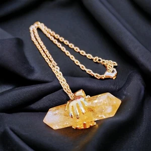 Citrine Pendant Necklace 48.5 ctw Goldtone 18.5"-20.5" Holiday Casual Fnk15 * - Picture 1 of 6