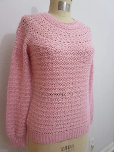 P L Ralph Lauren Open Stitch Pullover Knit Sweater Pink Crew Cuddly - Picture 1 of 10