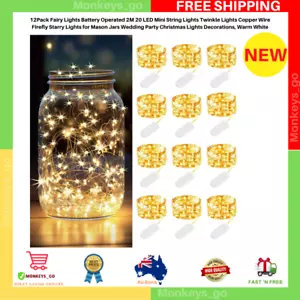 12-Pack Fairy Lights Battery Operated 2M 20 LED Mini String Twinkle Lights Warm - Picture 1 of 10