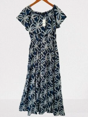 Brooks Brothers Dress Of The Shoulder Maxi Cotton Silk All Over Palm Tree Print  - Изображение 1 из 4