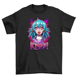 Kiss Anime t-shirt - Funny and Kawaii! 100% Cotton, Cute Anime Girl Design. Perf - Picture 1 of 46