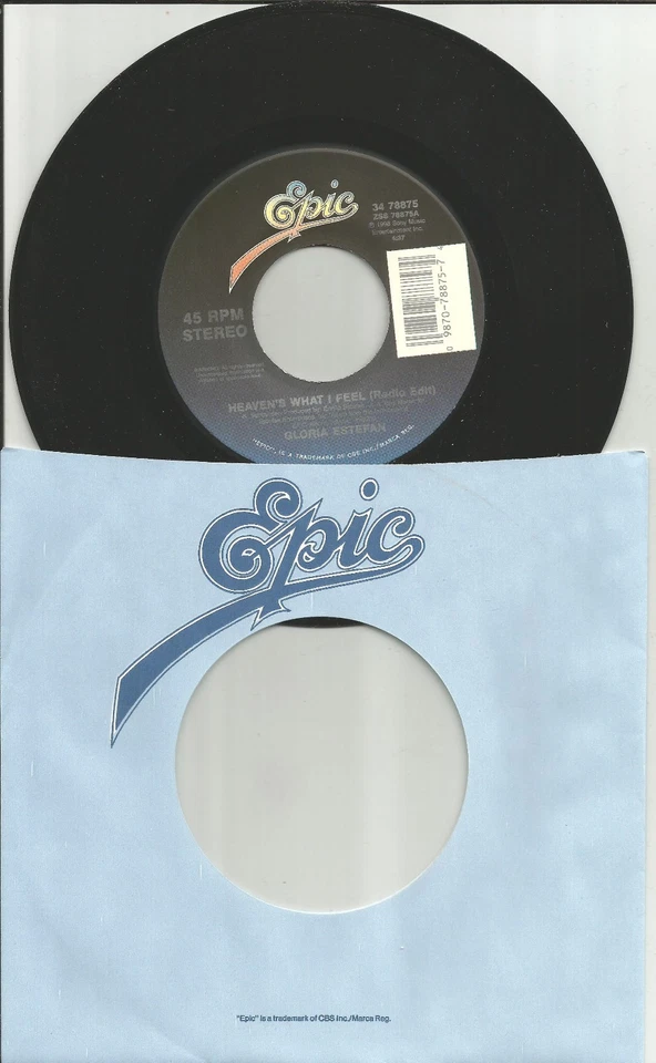 GLORIA ESTEFAN Heaven’s What w/ RADIO EDIT & HITMIX SHORT Vers 7 INCH Vinyl 45 - Image 1 of 1