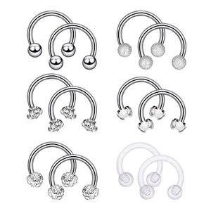 12Pcs 16G Surgical Steel Nose Septum Rings Cartilage Helix Body Piercing Jewelry - Picture 1 of 11