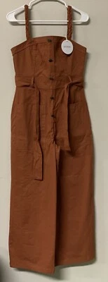 Traje de Salto Storia Pierna Ancha Denim Marrón Óxido Corbata Cintura Para Mujer Talla MEDIANA Nuevo Foto 1 de 4