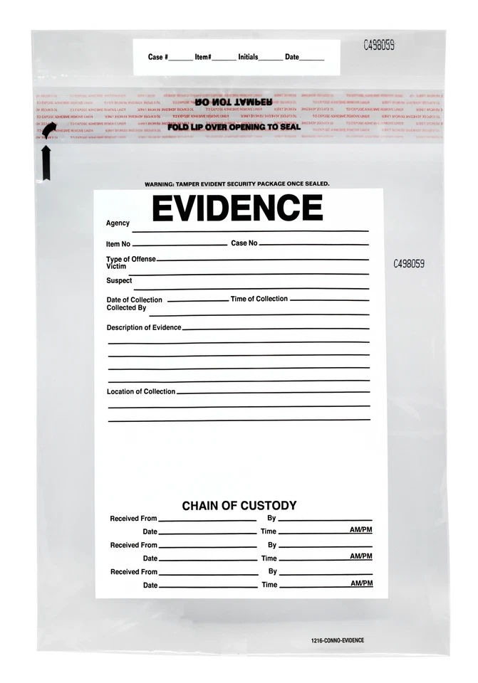 100 Stück Beweisbeutel, 12 Zoll x 16 Zoll - manipulationssicher, Seriennummerierung - Secur-Pak - Bild 1 von 1