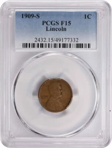 1909-S Lincoln Cent F15 PCGS - Picture 1 of 2