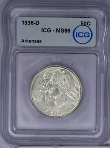 1936-D Arkansas Half Dollar 50C ICG MS66 - Picture 1 of 2