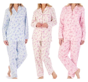 Conjunto de pijama para mujer Slenderella franela algodón floral manga larga parte superior parte inferior de pijama - Imagen 1 de 22