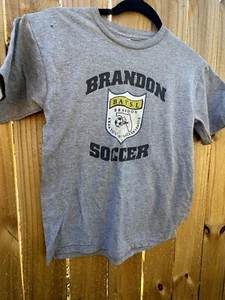 Boys T-shirt M Brandon Soccer, Grey Crew Neck, Short Sleeve, Small Hole, Preown - Picture 1 of 5