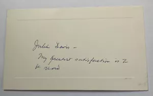 Tarjeta autógrafa con firma Julia Davis (Adams) de escritora histórica y adulta joven - Imagen 1 de 2