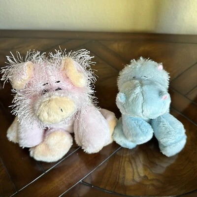Webkinz Pink Pig Blue Hippo Plush Stuffed Animal Set Of 2 Great Condition - Image 1 of 4