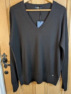 Roberto Cavalli Class Jumper Size L Black V Neck Wool Sweater RRP £165 - Picture 1 of 18