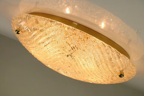 1950's - 60's Glass Flush Mount Mid Century Ceiling Fixture XL 20'' Kalmar Cover