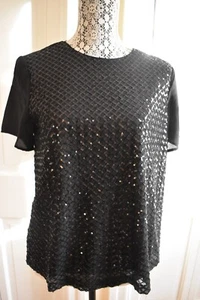 Nanette Lapore Sequined Black Blouse – Medium - NWT - $68 - Picture 1 of 6