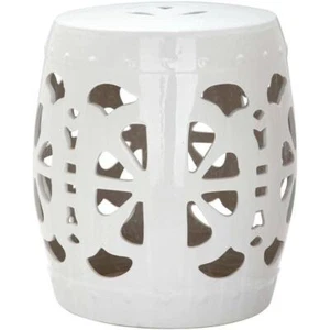 SAFAVIEH Garden Stool 17" x 17.5" Weather Resistant Plastic in Antique White - Picture 1 of 3