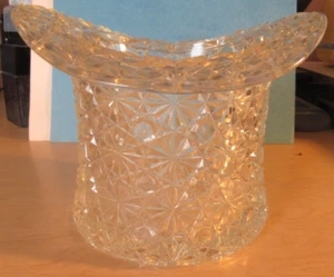 Glass Top Hat Button & Bows 6" High LE Smith Clear Retro Ice Bucket Party - Picture 1 of 5