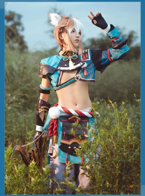 Genshin Impact Gorou Cosplay Costume Blue Fox Boy Suit Hallween Full Set Outfits - Image 1 of 4