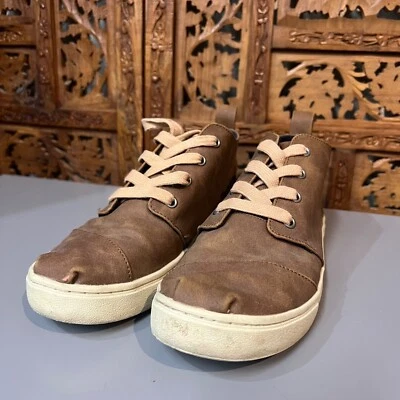 TOMS Niños Zapatos Con Cordones Parte Superior Alta Marrón Imitación Cuero Zapatos Tenis Talla 6 Juvenil Foto 1 de 4