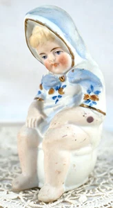 Antique German Porcelain Bisque Figurine Little Girl Sitting on the Pot - Picture 1 of 8