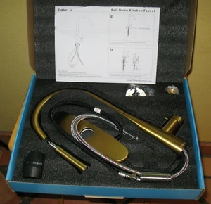 Tohlar X0034B8JFV Grifo de fregadero de cocina de oro con pulverizador desplegable NUEVA CAJA ABIERTA - Imagen 1 de 8