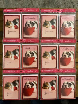 Tarjetas de San Valentín con sello de cachorro y gatito - 36 tarjetas - 6 paquetes de 6 - NUEVAS Foto 1 de 3
