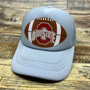 Ohio State Football Mens Trucker Hat Grey Snapback Throwback Logo Buckeyes Cap - Picture 1 of 8