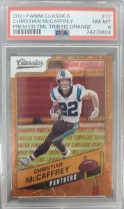 2021 Panini Classics Christian McCaffrey Orange #d 01/10 Panthers