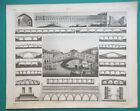 BRÜCKEN Architektur Typen Rialto in Venedig Paris London - 1844 Antikdruck