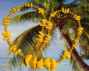Vintage Lemony Yellow Lucite Chip Style Bead Necklace with Seed Bead Spacers - Picture 1 of 7