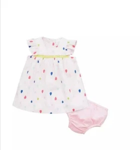 Baby Girls pink with multi Spot Sailor Dress And Briefs In Pink Size 3-6 Months - Picture 1 of 3