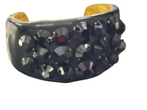 Ted Rossi NYC Cuff Bracelet Swarovski Elements Signed 5.5 in Black - Picture 1 of 2