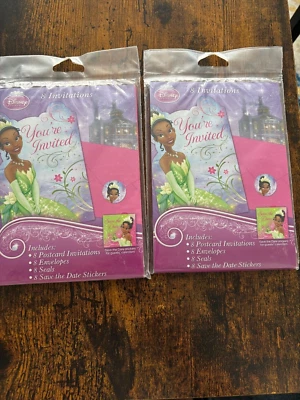 Lot of 2 Disney Tiana Princess and the Frog Invitations 8 COUNT NEW - Image 1 of 2