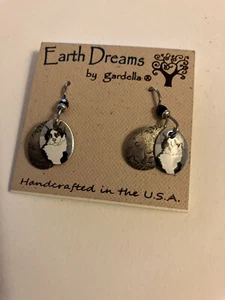 vintage estate earth dreams cat dangle pierced earrings - Picture 1 of 3