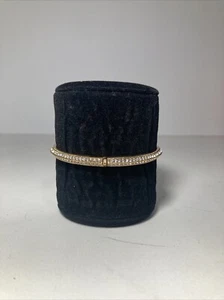 Nadri Double Row Pave Hinged Bangle Bracelet Gold Tone - Picture 1 of 9