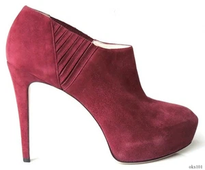 BRIAN ATWOOD burgundy suede 40 10 platforms ANKLE BOOTS FABULOUS new $790  - Picture 1 of 4