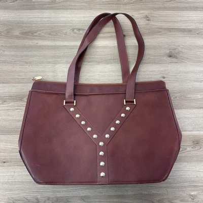 Bolso de Mano Vintage Yves Saint Laurent - Cuero Marrón - Tachonado Diseño en V Paloma Cremallera Foto 1 de 4