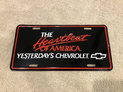 CHEVROLET THE HEARTBEAT OF AMERICA YESTERDAYS CHEVROLET LICENSE PLATE  NOS - Image 1 of 2