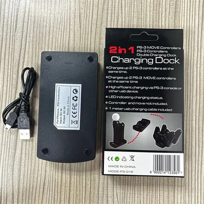 For Playstation 3 PS3/MOVE Dual Controller Charger Charging Dock Station Stand - Image 1 of 4