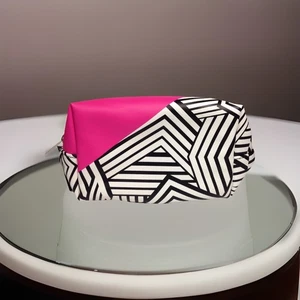Sal & Jo's _Pink/WHITE/BLACK Faux Leather Cosmetic Makeup Bag Case NWT - Picture 1 of 4